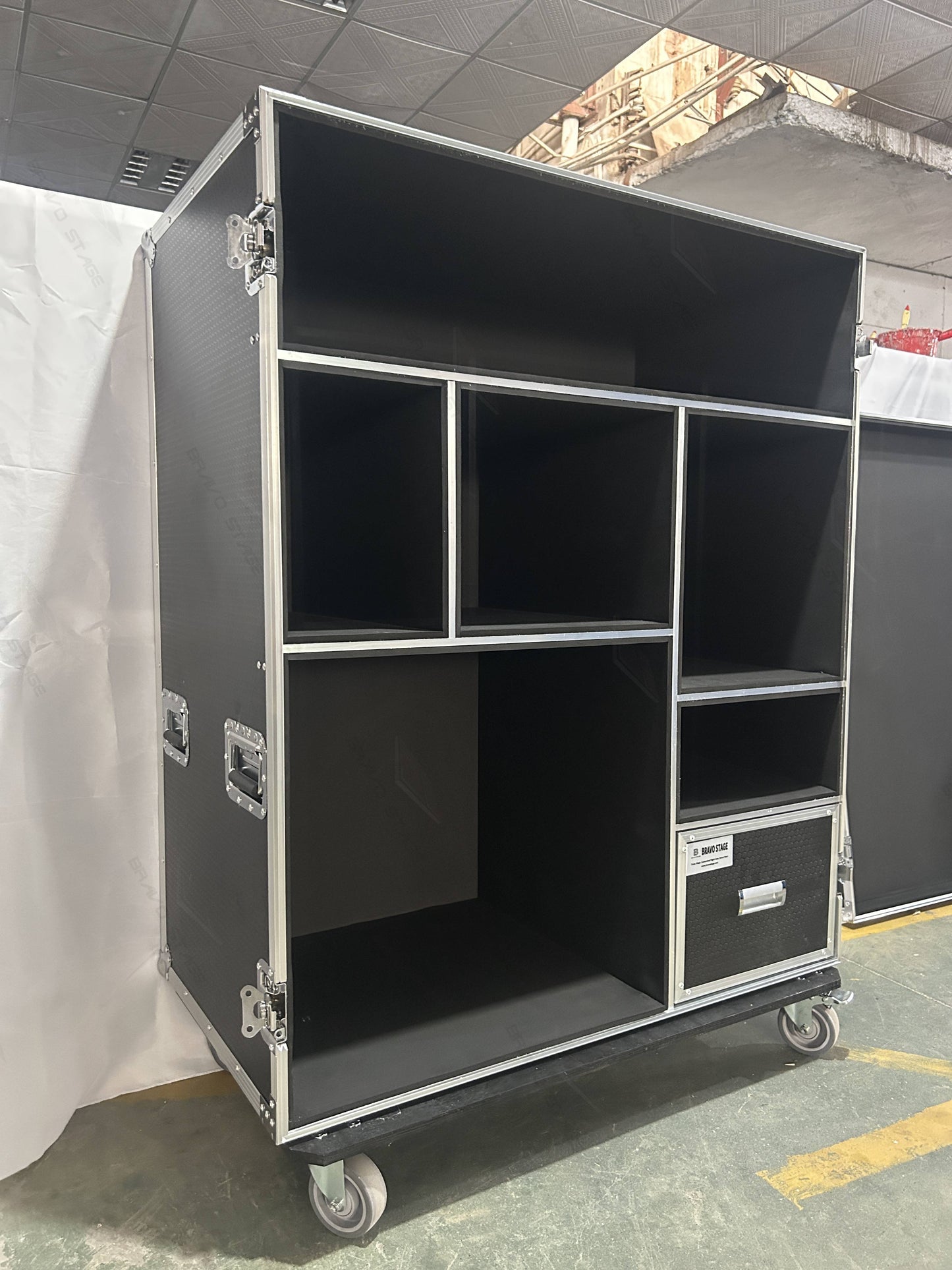 Custom Drum Hardware Flight Case with Compartments & Securing Straps
