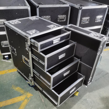 Custom Drawer Flight Case with Fold-Out Work Table