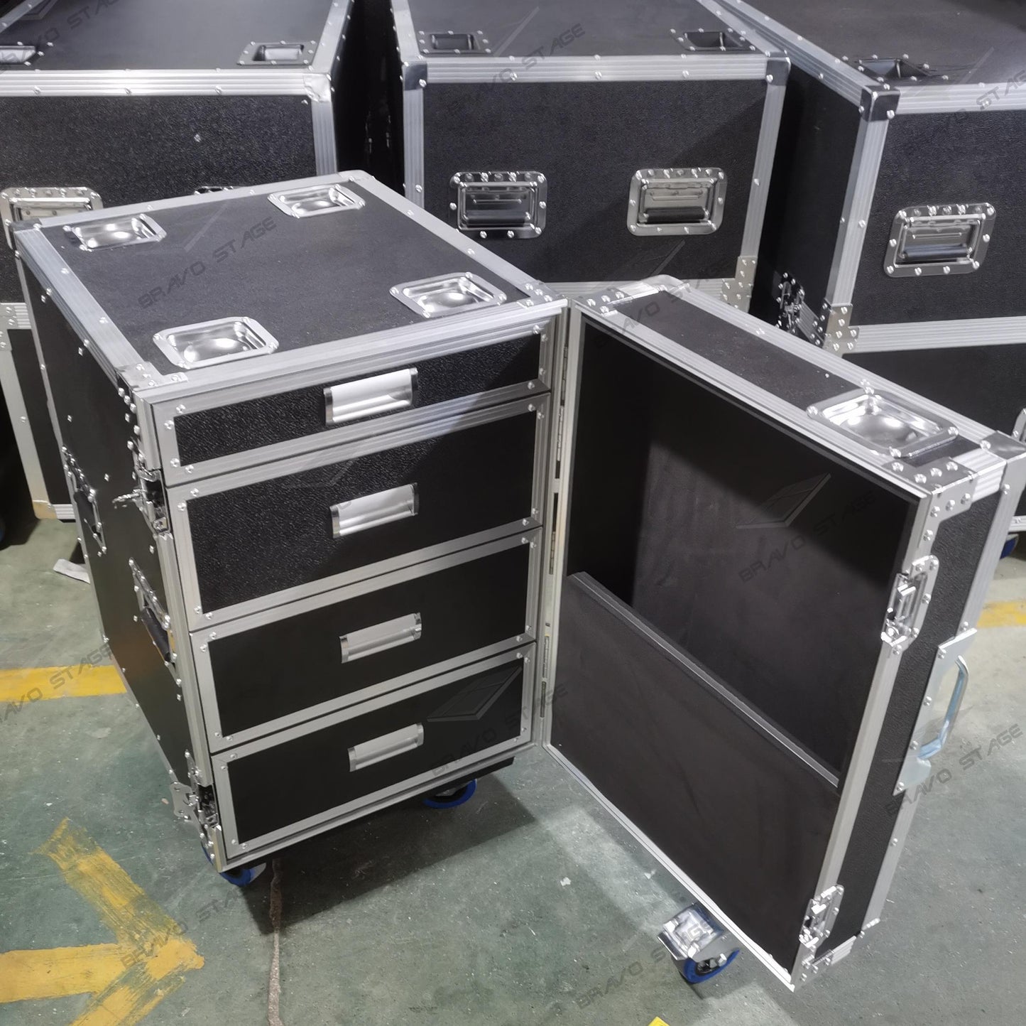 Custom Drawer Flight Case with Fold-Out Work Table