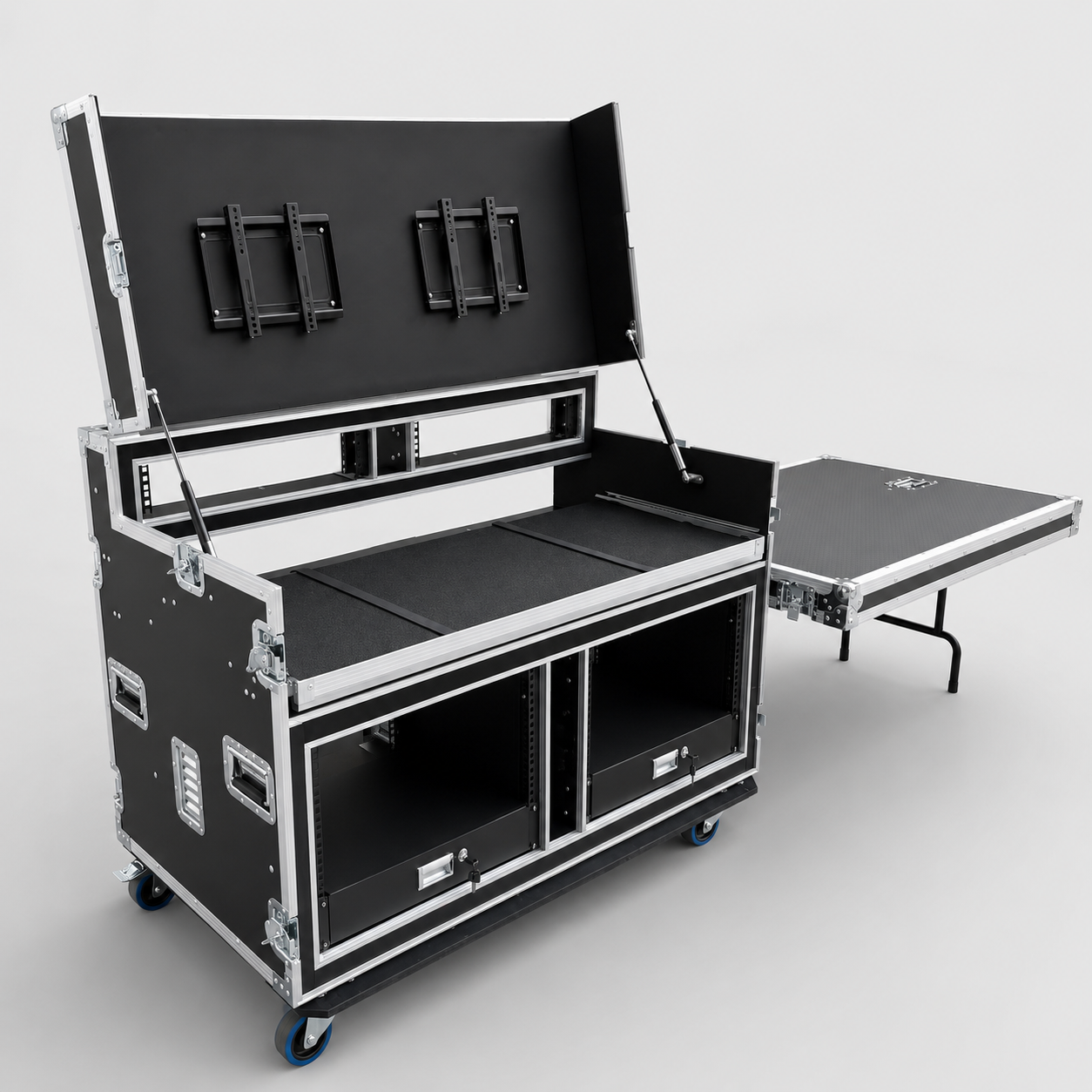 Custom Portable Mobile AV Broadcasting Streaming Studio Workstation Flight Case