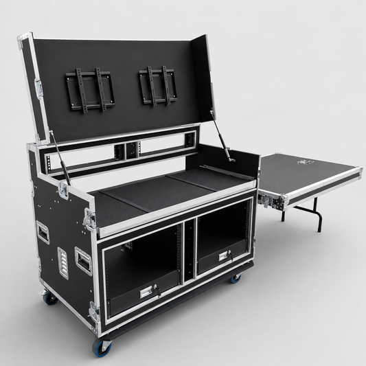 Custom Portable Mobile AV Broadcasting Streaming Studio Workstation Flight Case