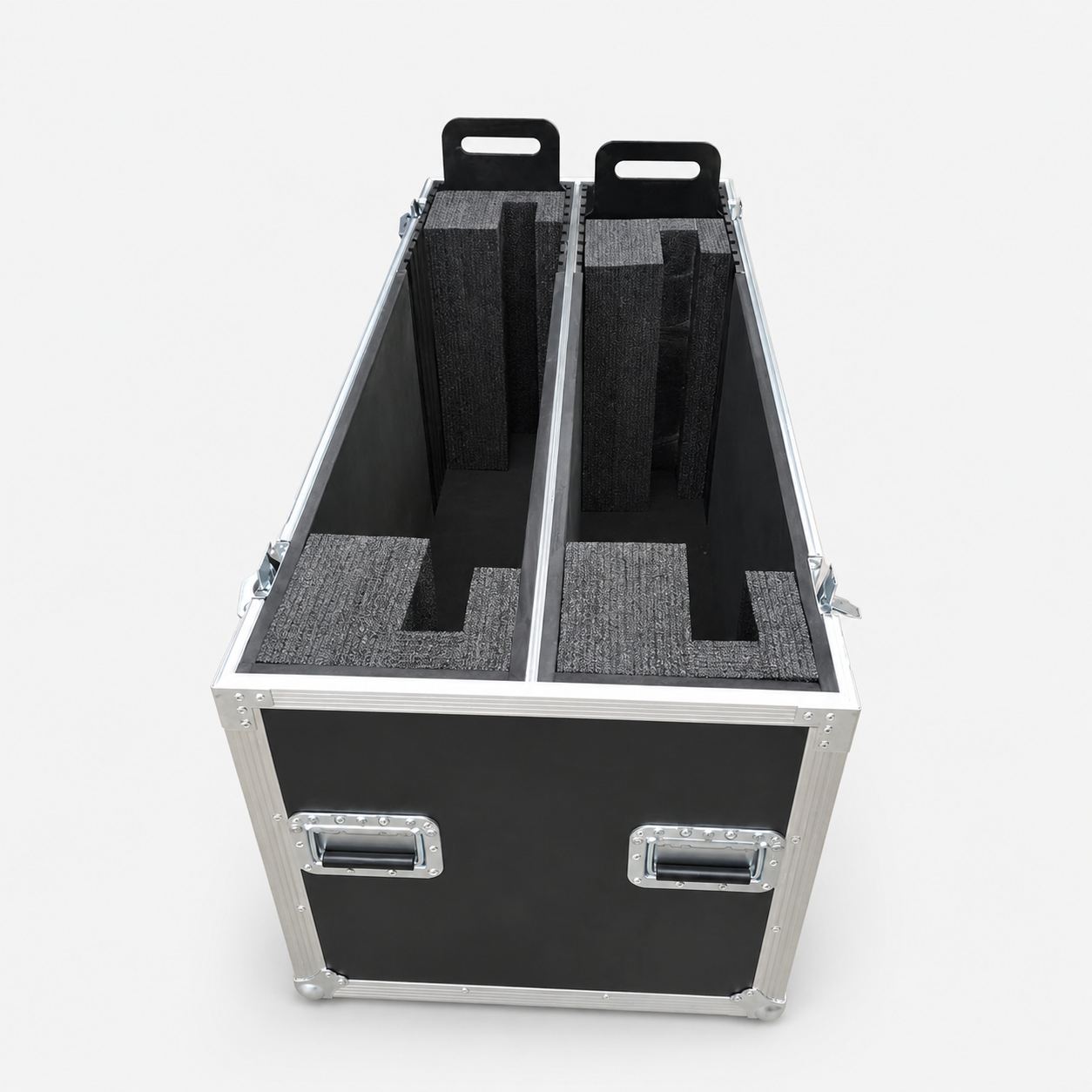 Dual TV Flight Case for Two Displays with Wheels