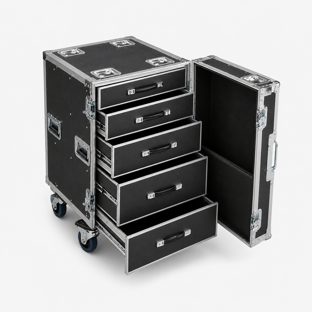 Custom Drawer Flight Case with Fold-Out Work Table