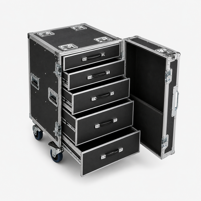 Custom Drawer Flight Case with Fold-Out Work Table
