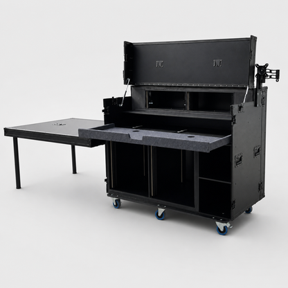 Portable Video Production Workstation Flight Case with Dual Monitor Mounts