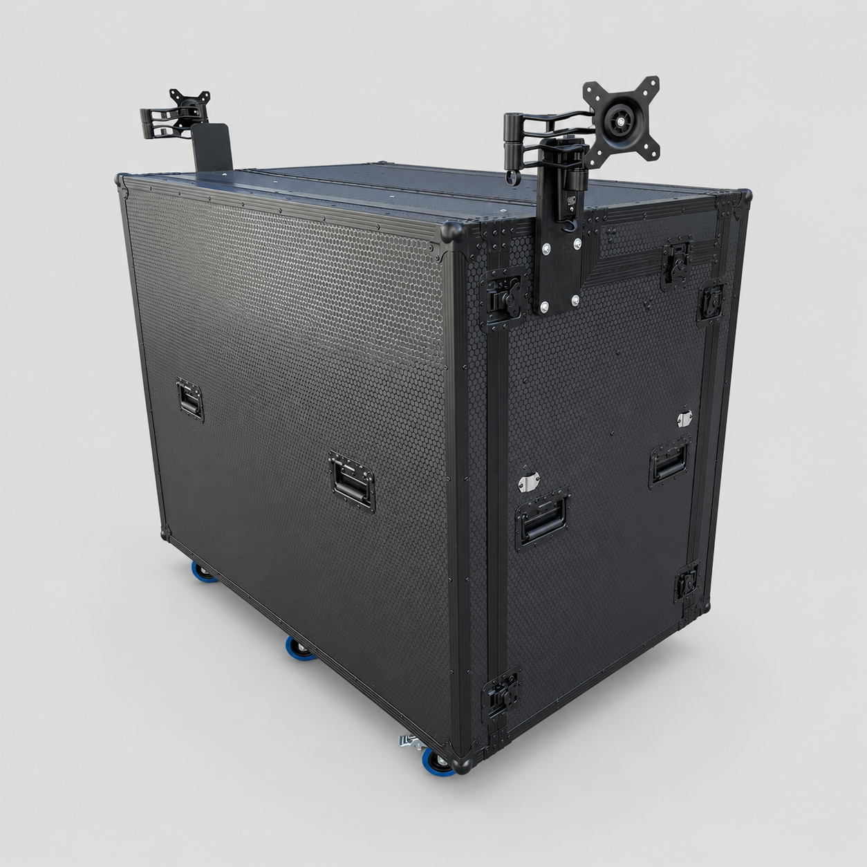 Portable Video Production Workstation Flight Case with Dual Monitor Mounts