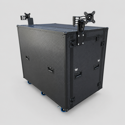 Portable Video Production Workstation Flight Case with Dual Monitor Mounts
