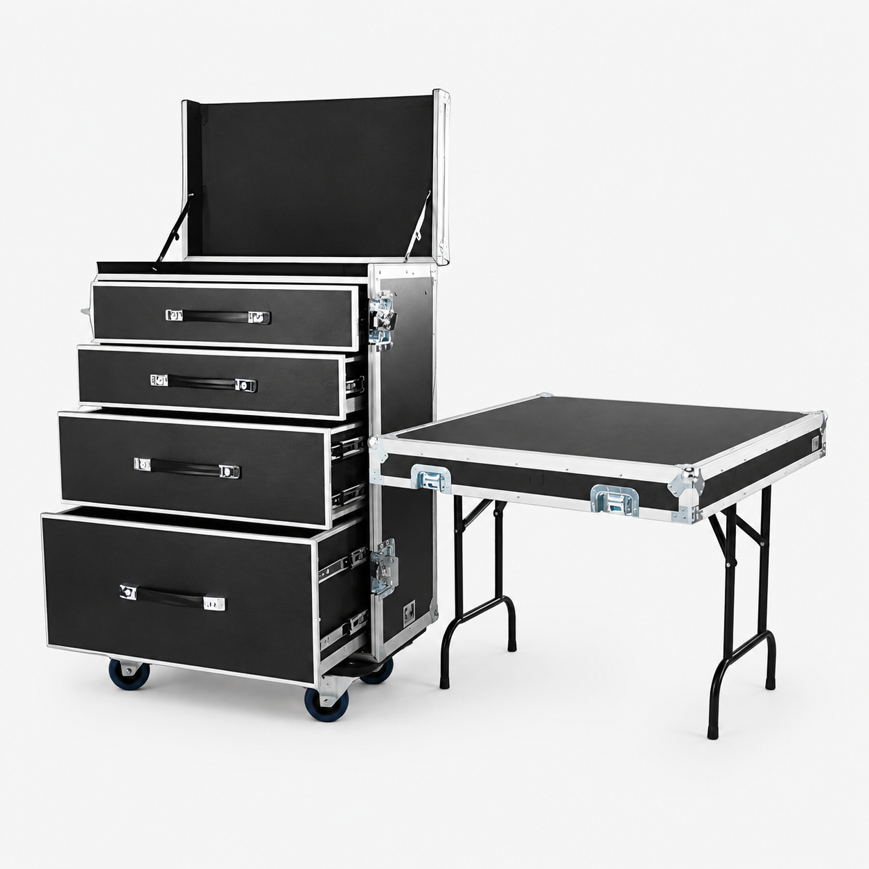 Custom Drawer Flight Case with Fold-Out Work Table