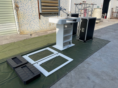DJ Podium Workstation with Two Road Cases and Laptop Stand
