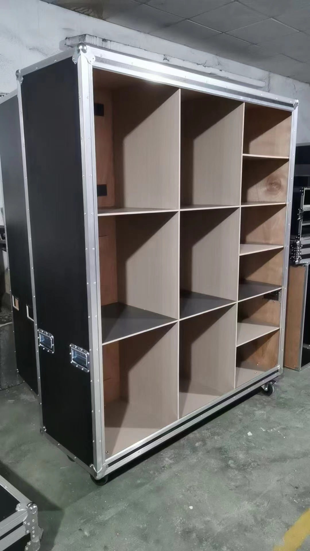 Custom Wardrobe Flight Case with Shelves, Drawers & Hanging Rod