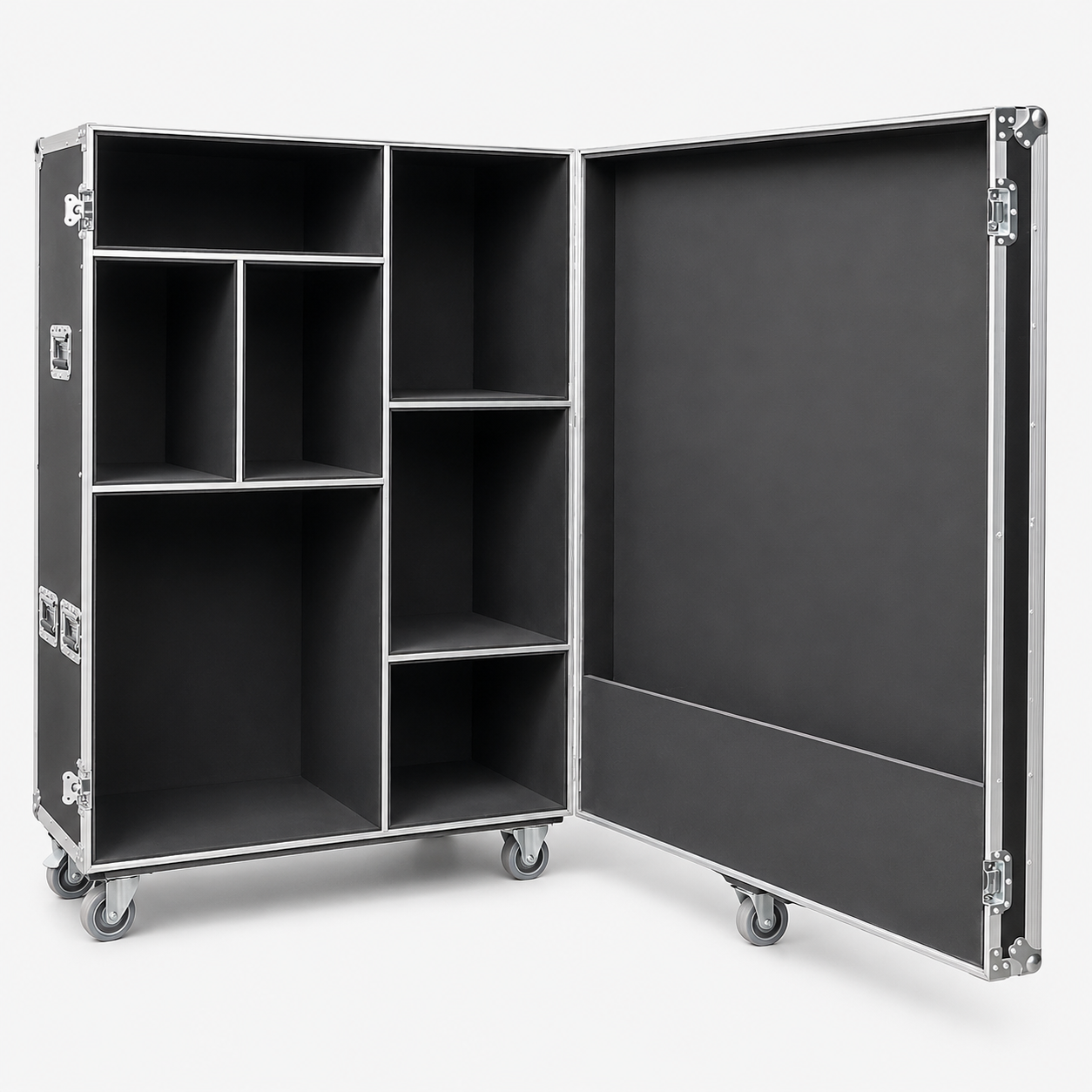Custom Drum Hardware Flight Case with Compartments & Securing Straps
