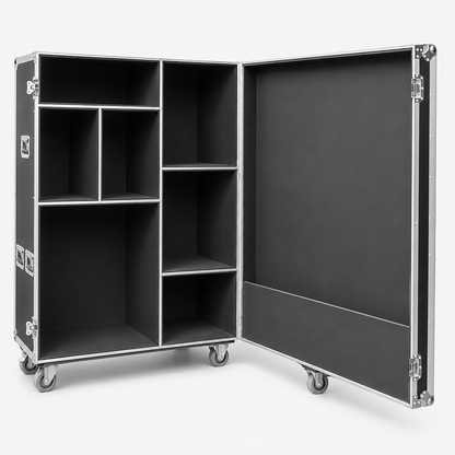 Custom Drum Hardware Flight Case with Compartments & Securing Straps