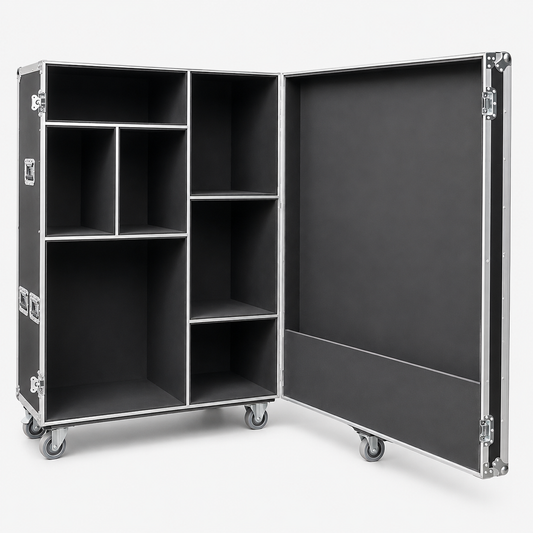 Custom Drum Hardware Flight Case with Compartments & Securing Straps - Image 1