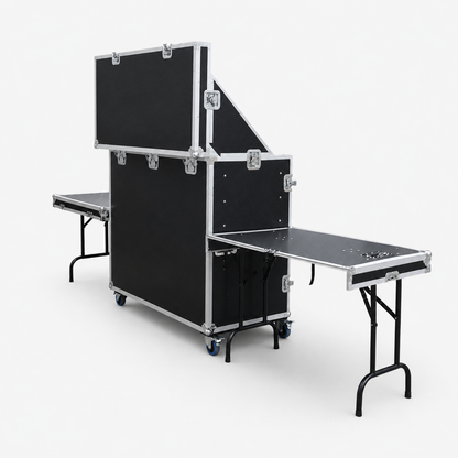 Custom 12-Drawer Workstation Flight Case with Two Side Tables