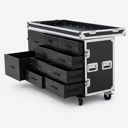 Custom Portable 10-Drawer Tool Flight Case with Side Table