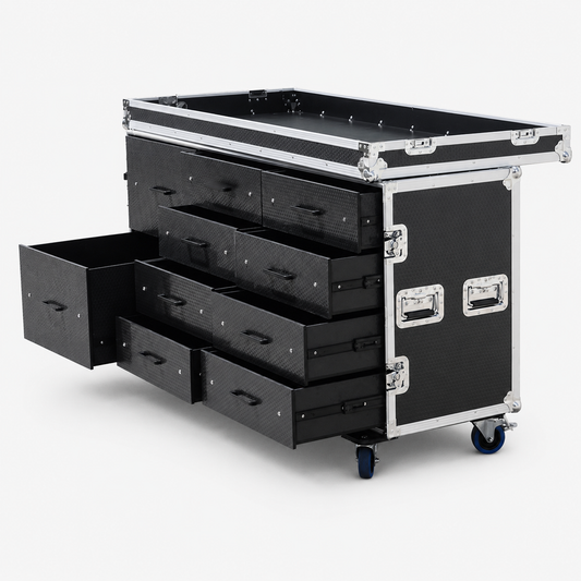 Custom Portable 10-Drawer Tool Flight Case with Side Table