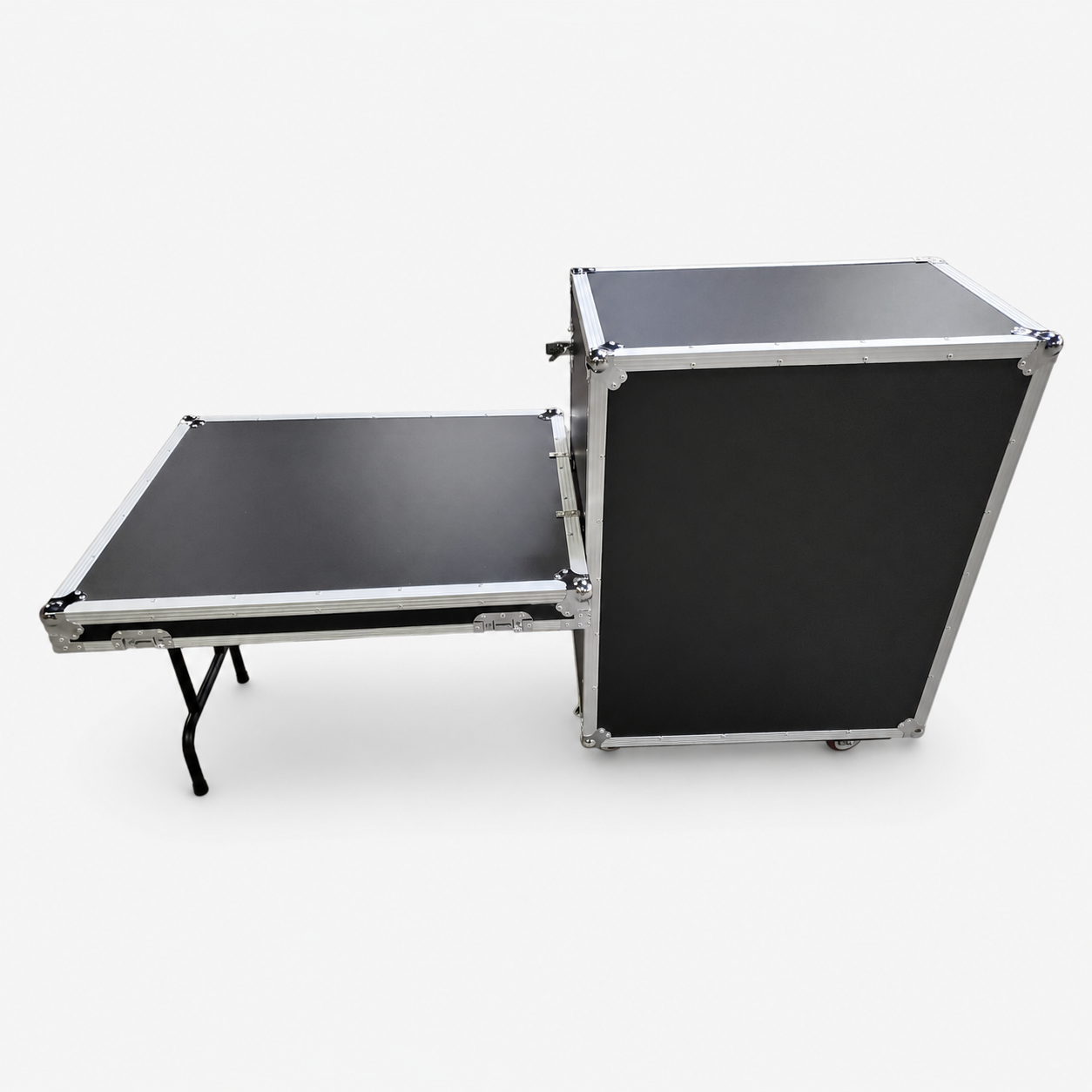 Wireless Microphone Storage Flight Case with 5 Drawers and Fold-Out Side Table