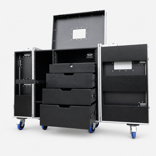 Custom Black Drawer Tool Flight Case with Power Socket