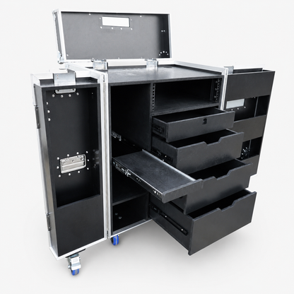 Custom Black Drawer Tool Flight Case with Power Socket