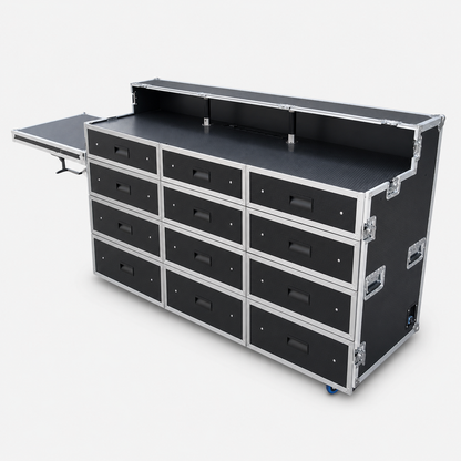 Portable Mobile 11 Drawer Trunk Tool Flight Case with Side Table and Power Socket