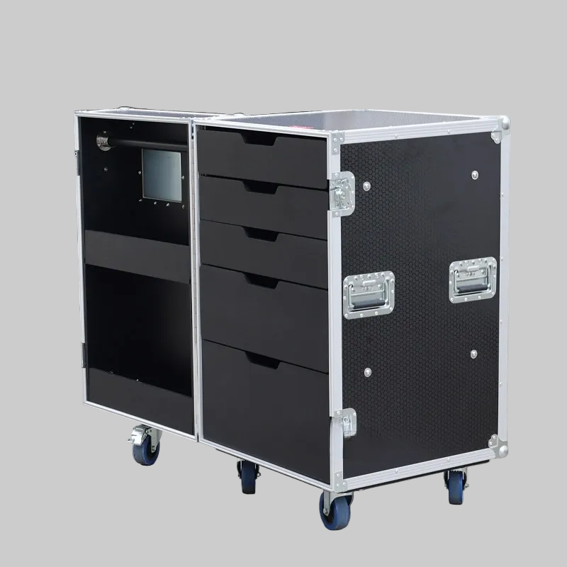 5 Drawer Tool Flight Case with Storage Cabinet and Hanging Bracket Heavy Duty Mobile Tool Organizer