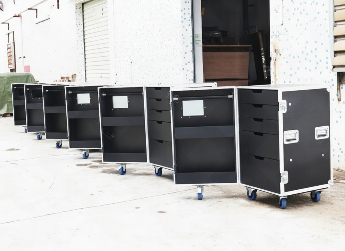 5 Drawer Tool Flight Case with Storage Cabinet and Hanging Bracket Heavy Duty Mobile Tool Organizer
