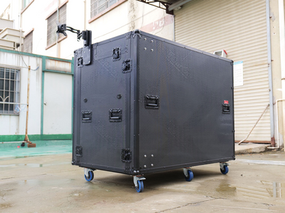 Portable Video Production Flight Case with Dual Monitor Mounts and Pull-Out Drawers for Live Streaming and Broadcast Control